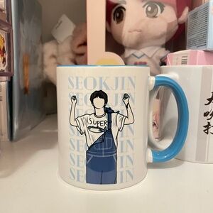방탄소년단 BTS JIN Super Tuna Blue and White Graphic Mug